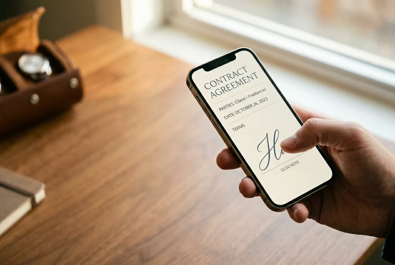 Counterparty signing on their phone